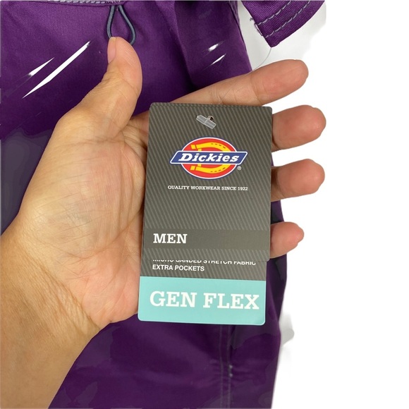 DICKIES Scrub Gen Flex Men's V-Neck Scrub Top In eggplant color Size large - Picture 9 of 12
